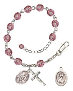 Saint Christopher/Surfing RB6000-9184 6mm Rosary Bracelet Available in 12 colors