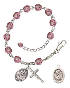 Saint Christopher/Motorcycle RB6000-9185 6mm Rosary Bracelet Available in 12 colors