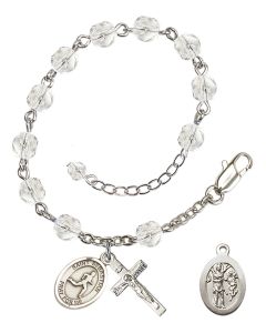 Saint Sebastian/Track & Field RB6000-9176 6mm Rosary Bracelet Available in 11 colors