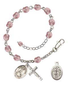 Saint Sebastian/Softball RB6000-9183 6mm Rosary Bracelet Available in 11 colors