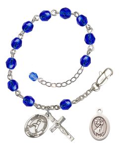 Saint Christopher/Baseball RB6000-9150 6mm Rosary Bracelet Available in 11 colors