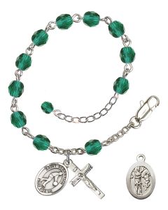 Saint Sebastian/Basketball RB6000-9163 6mm Rosary Bracelet Available in 11 colors
