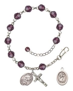 Saint Christopher/Soccer RB9400-9154 6mm Rosary Bracelet Available in 12 colors