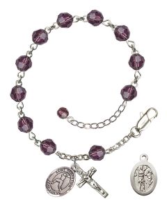 Saint Sebastian/Baseball RB9400-9160 6mm Rosary Bracelet Available in 12 colors