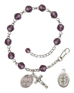 Saint Sebastian/Football RB9400-9161 6mm Rosary Bracelet Available in 12 colors