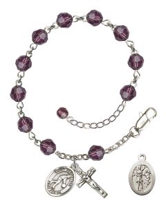 Saint Sebastian/Basketball RB9400-9163 6mm Rosary Bracelet Available in 12 colors