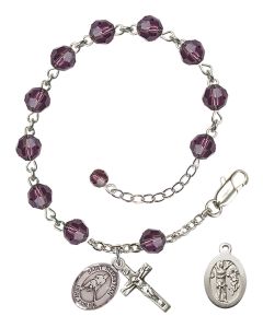 Saint Sebastian/Ice Hockey RB9400-9165 6mm Rosary Bracelet Available in 12 colors
