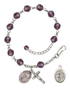 Saint Sebastian/Tennis RB9400-9166 6mm Rosary Bracelet Available in 12 colors