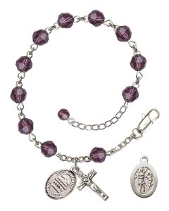 Saint Sebastian/Swimming RB9400-9167 6mm Rosary Bracelet Available in 12 colors