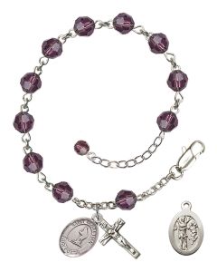Saint Sebastian/Skiing RB9400-9169 6mm Rosary Bracelet Available in 12 colors