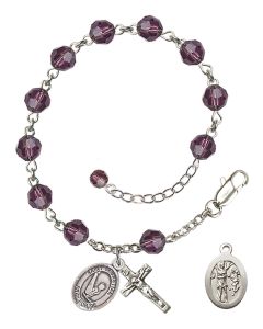 Saint Sebastian/Gymnastics RB9400-9172 6mm Rosary Bracelet Available in 12 colors