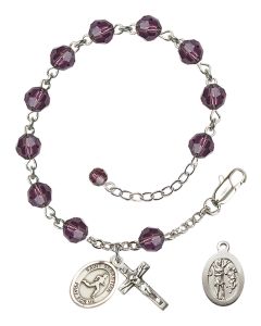 Saint Sebastian/Track & Field RB9400-9176 6mm Rosary Bracelet Available in 12 colors