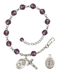 Saint Sebastian/Figure Skating RB9400-9177 6mm Rosary Bracelet Available in 12 colors