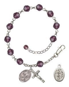 Saint Sebastian/Field Hockey RB9400-9178 6mm Rosary Bracelet Available in 12 colors