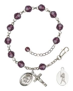 Saint Rita / Baseball RB9400-9181 6mm Rosary Bracelet Available in 12 colors