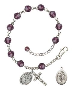 Saint Sebastian / Rugby RB9400-9187 6mm Rosary Bracelet Available in 12 colors