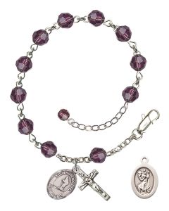 Saint Christopher / Skiing RB9400-9193 6mm Rosary Bracelet Available in 12 colors
