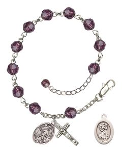 Saint Christopher / Field Hockey RB9400-9195 6mm Rosary Bracelet Available in 12 colors